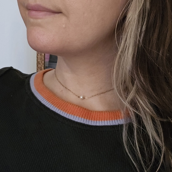 Vintage Gold Tone Peanut Chain Choker Necklace Dainty Pearl Whimsigoth aesthetic - Picture 2 of 6